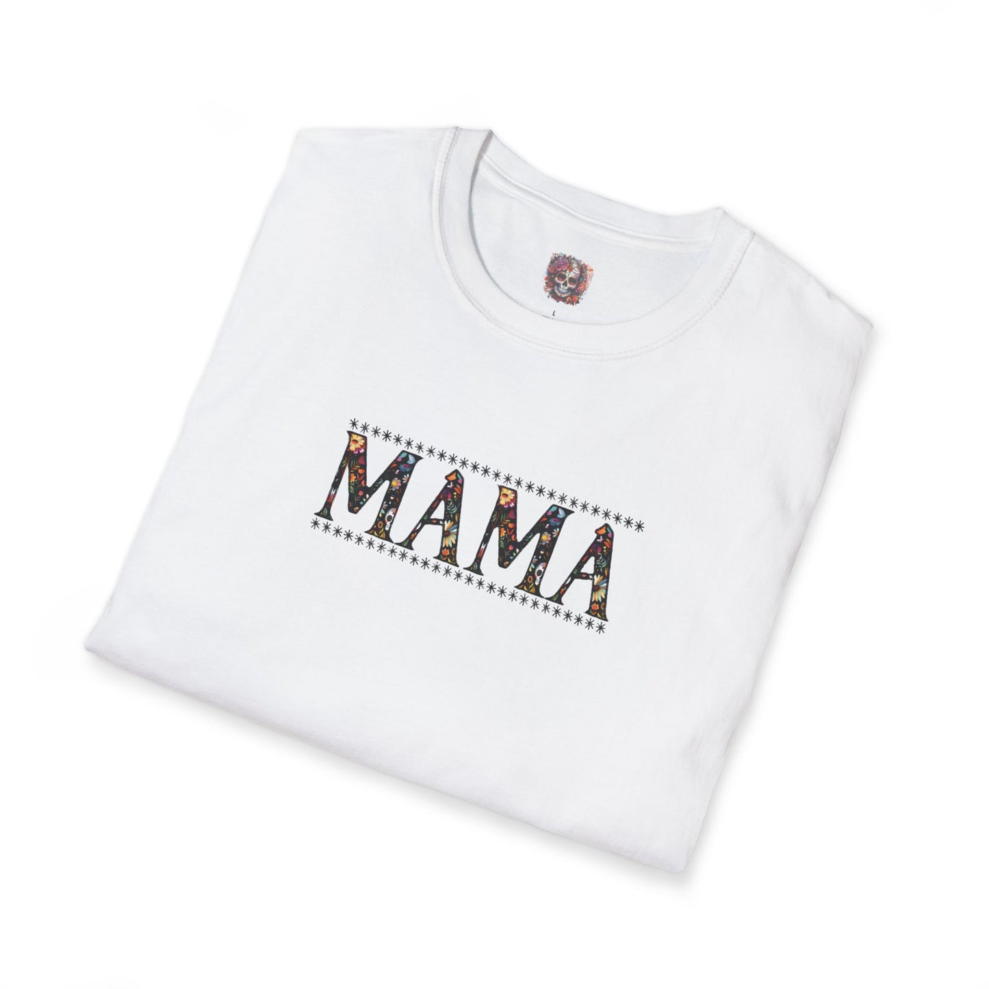 MAMA Floral Skull Softstyle T-Shirt