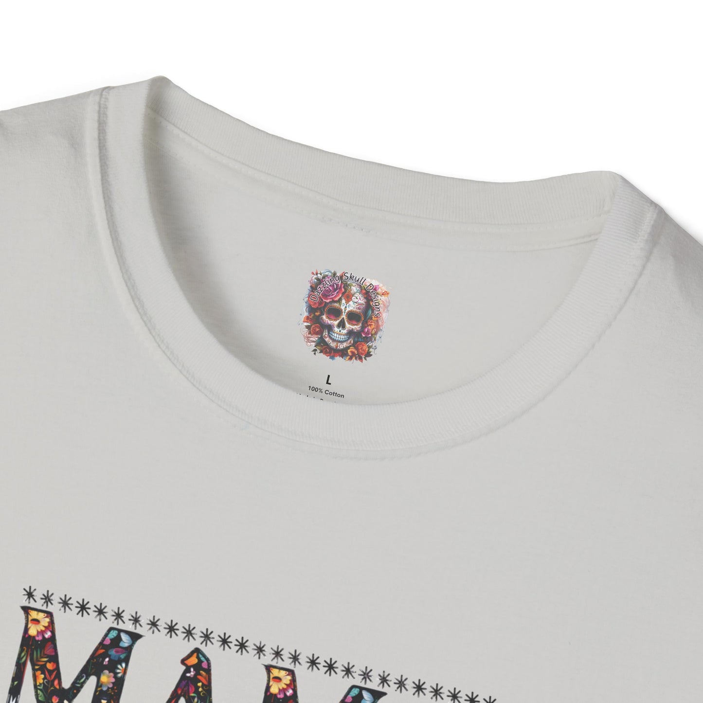 MAMA Floral Skull Softstyle T-Shirt