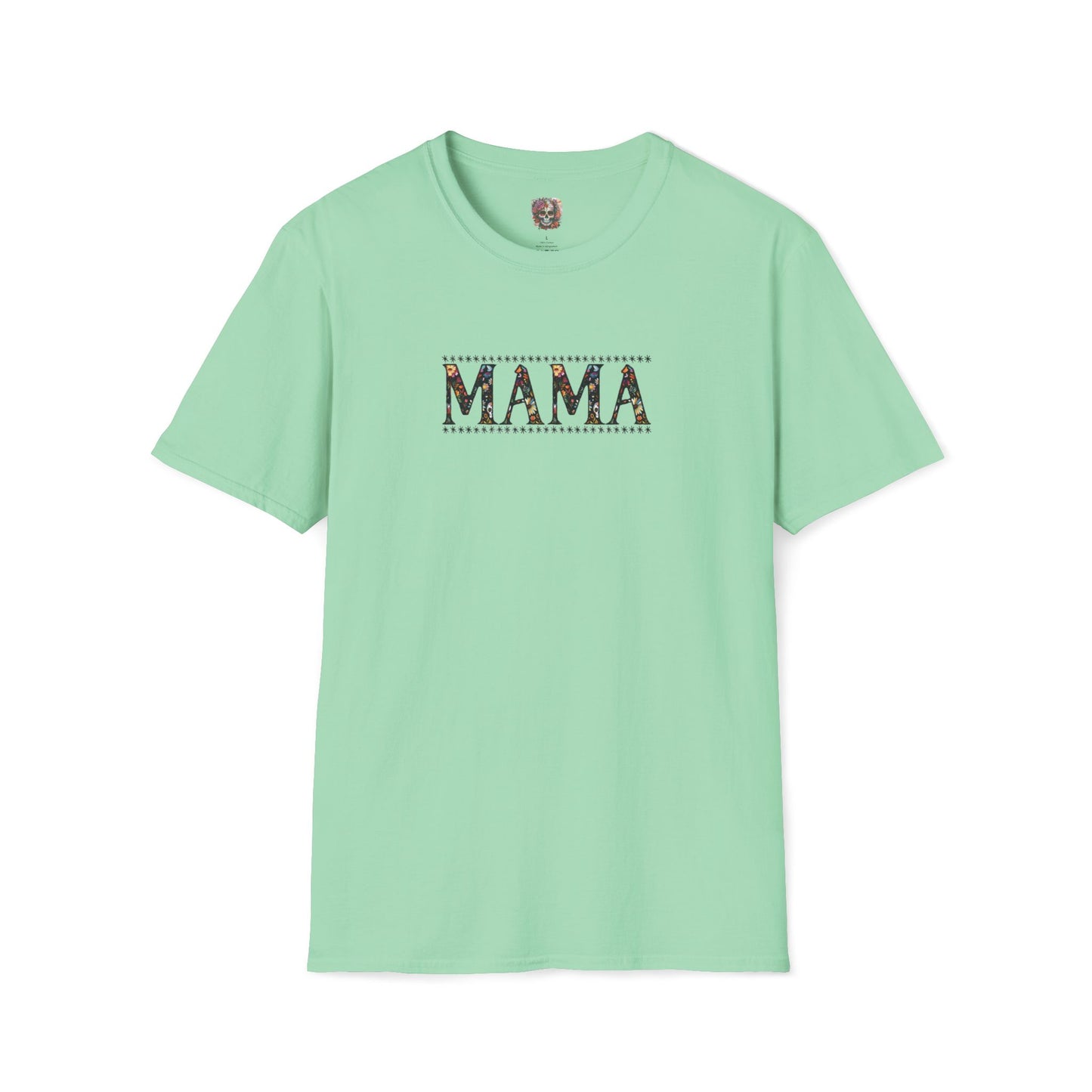 MAMA Floral Skull Softstyle T-Shirt