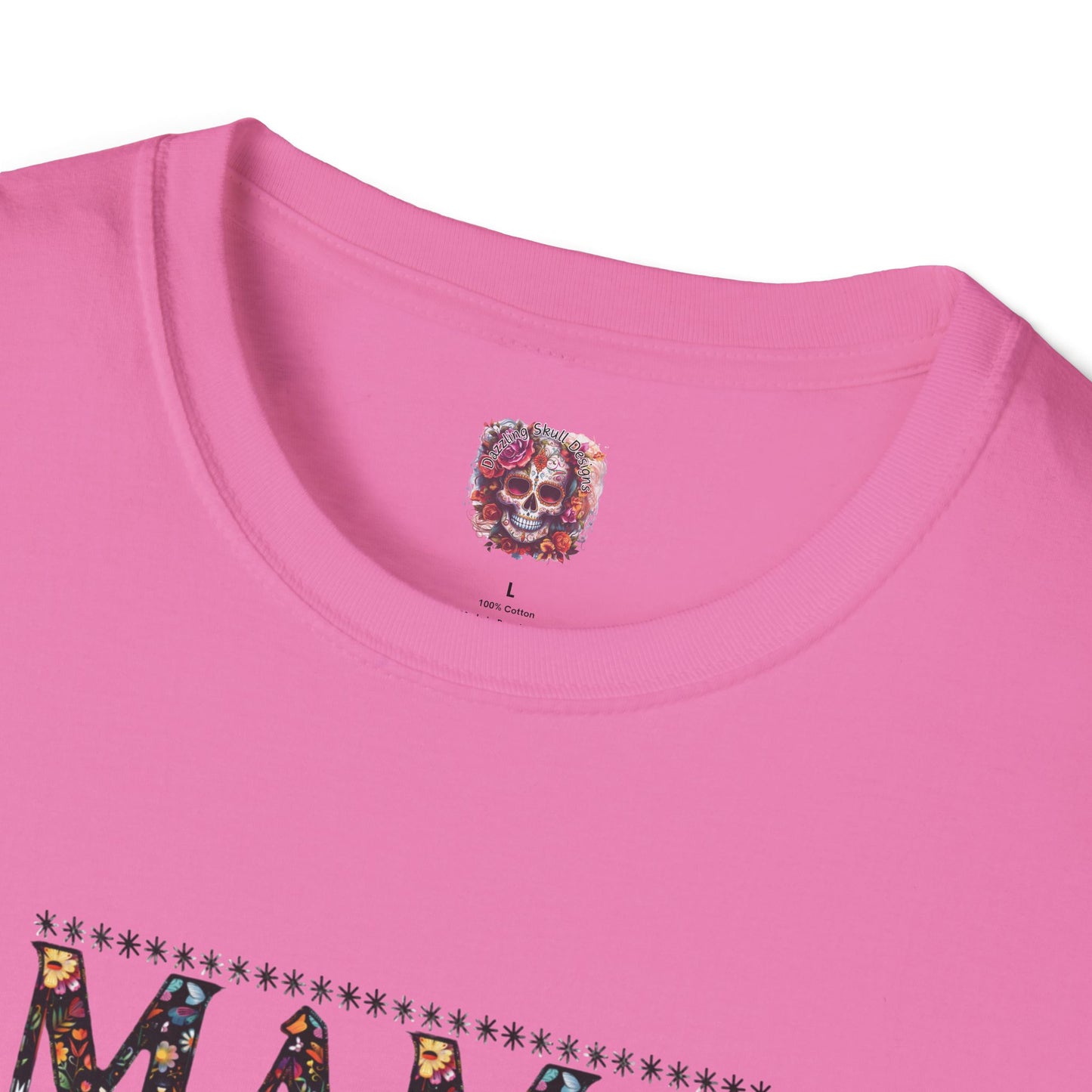 MAMA Floral Skull Softstyle T-Shirt