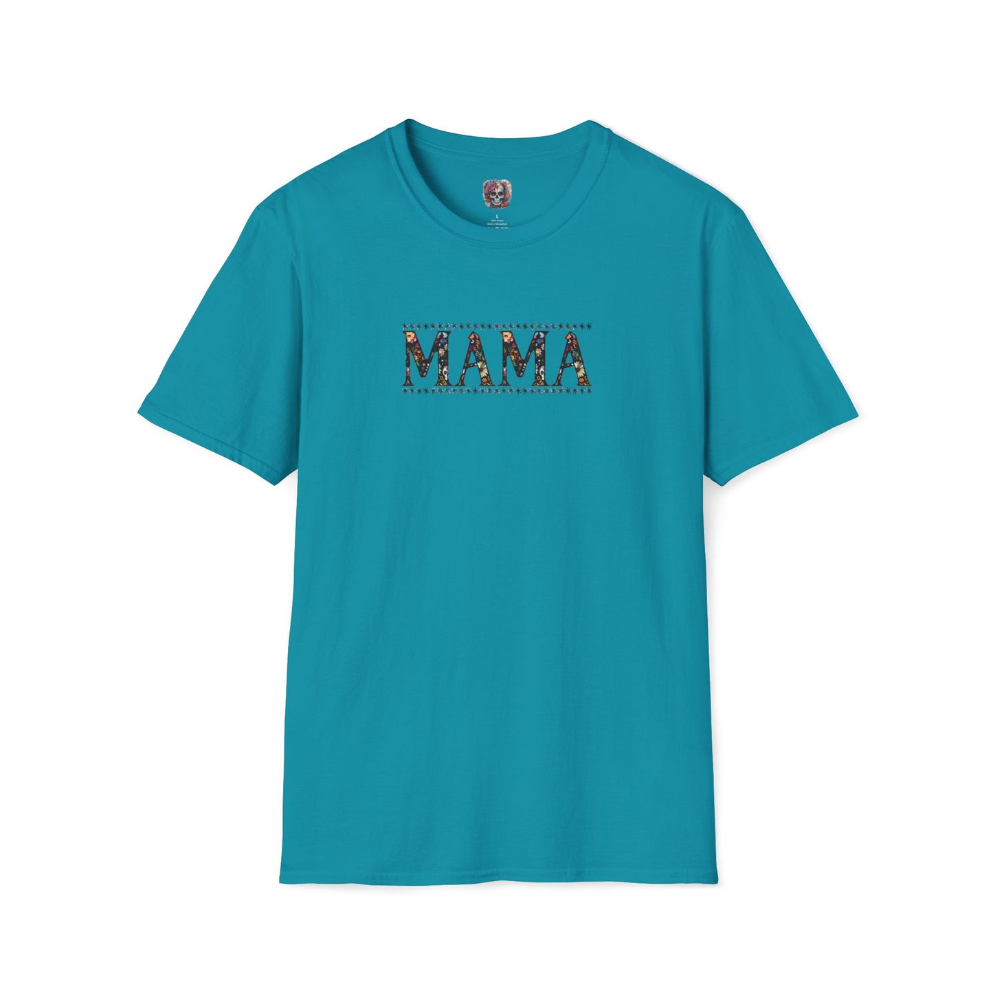 MAMA Floral Skull Softstyle T-Shirt