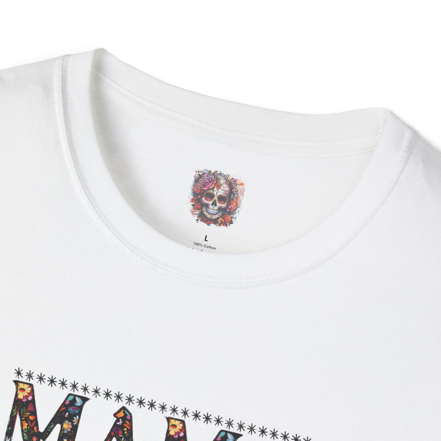 MAMA Floral Skull Softstyle T-Shirt