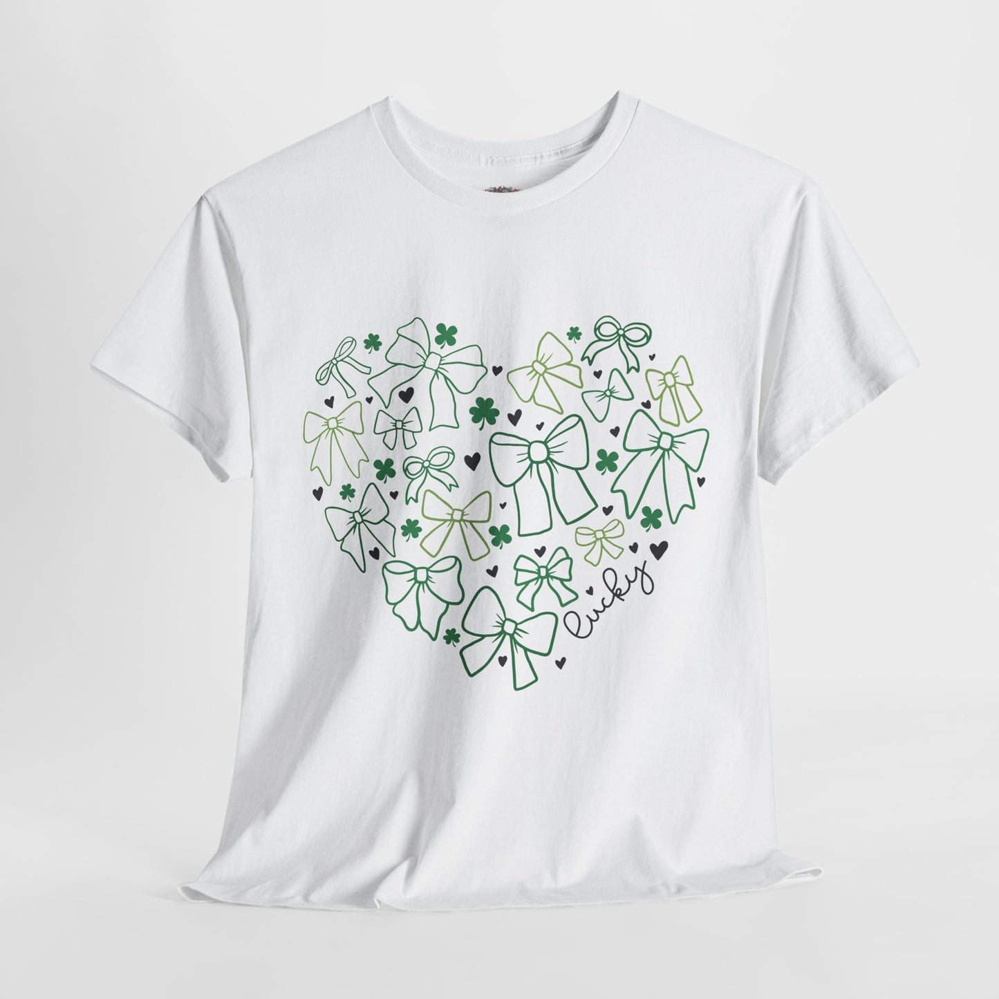 St. Patrick's Day Heart T-Shirt - Unisex Cotton Tee with Shamrock Design
