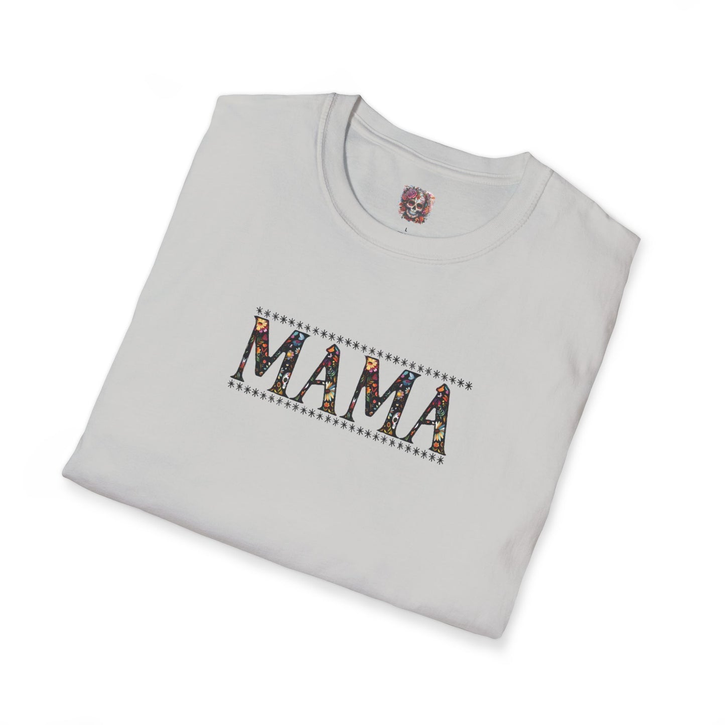 MAMA Floral Skull Softstyle T-Shirt