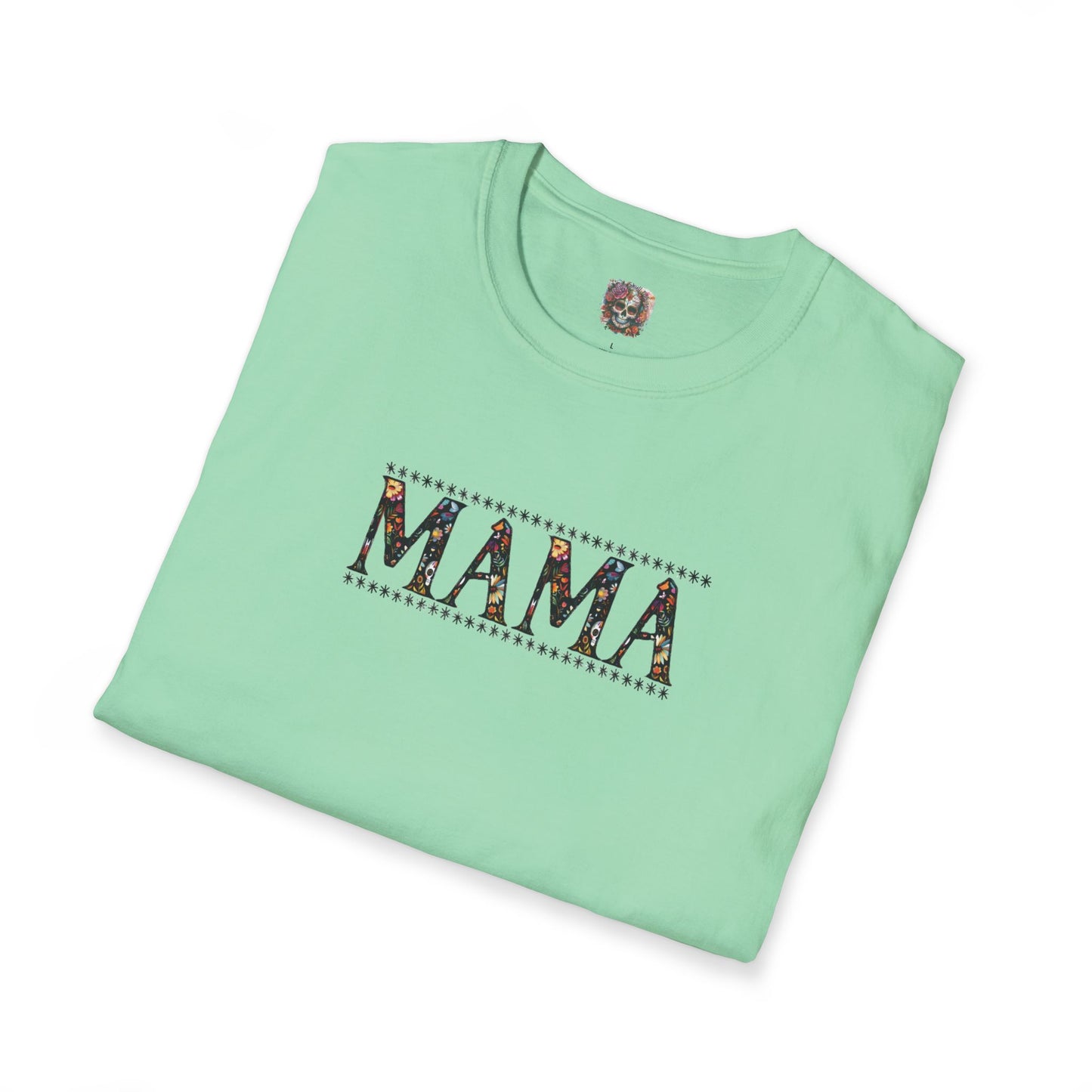 MAMA Floral Skull Softstyle T-Shirt