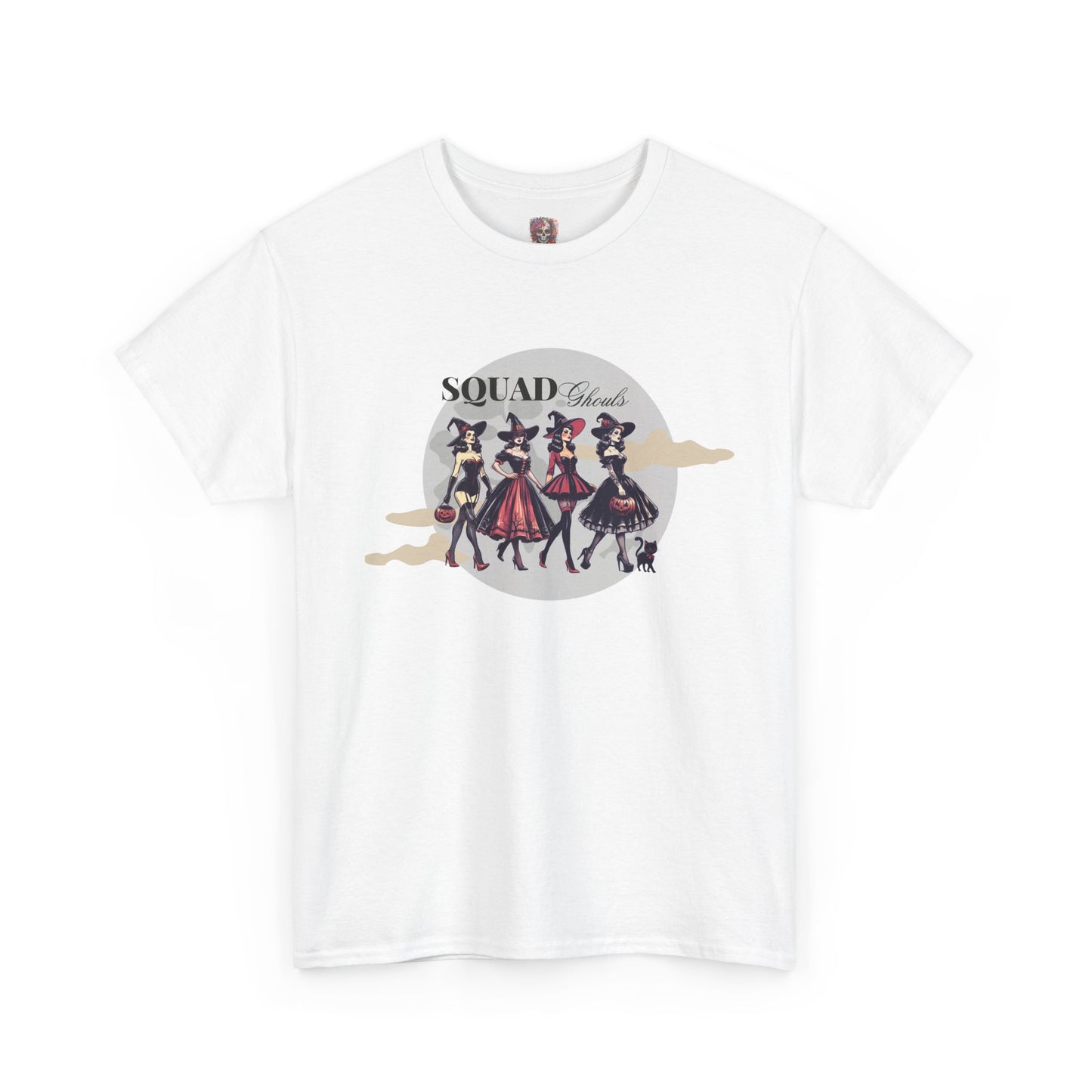 Squad Ghouls T-Shirt – Halloween Witch Squad Graphic Tee for Women, Vintage Pin-Up Style