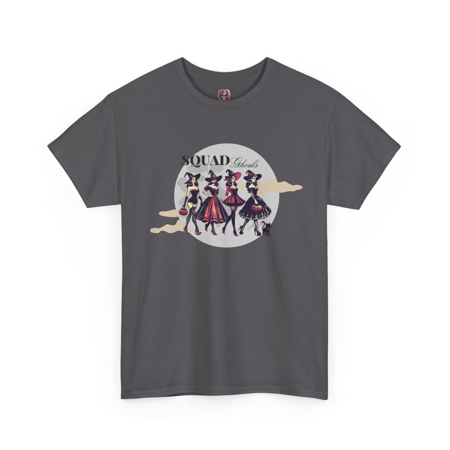Squad Ghouls T-Shirt – Halloween Witch Squad Graphic Tee for Women, Vintage Pin-Up Style