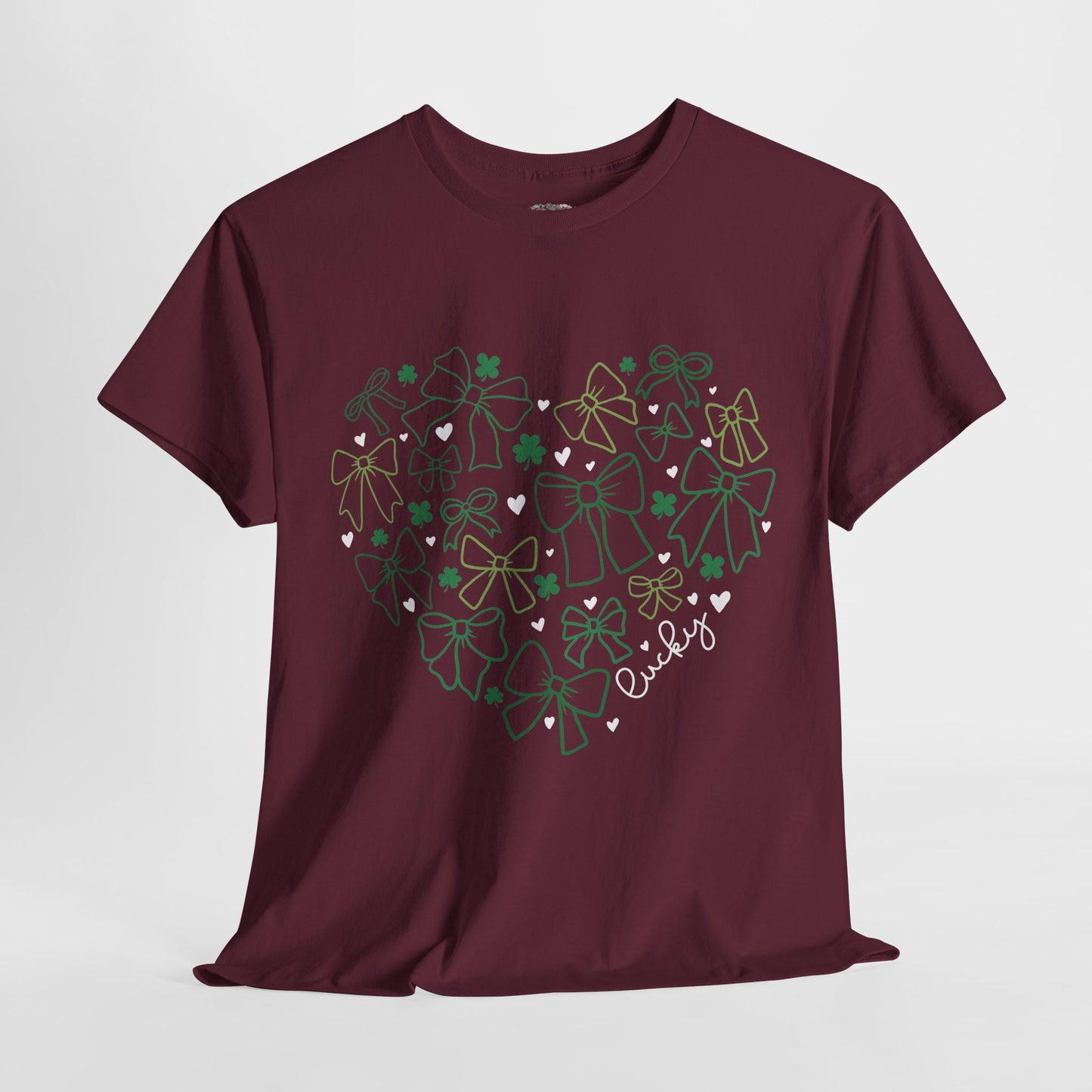 St. Patrick's Day Heart T-Shirt - Unisex Cotton Tee with Shamrock Design