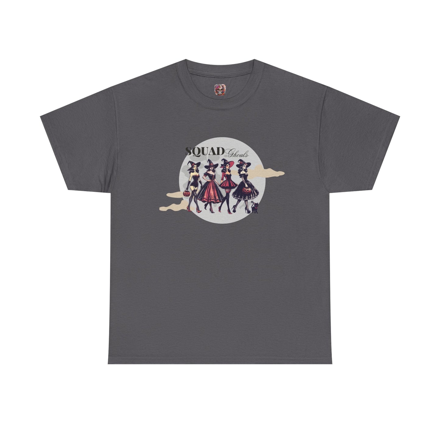 Squad Ghouls T-Shirt – Halloween Witch Squad Graphic Tee for Women, Vintage Pin-Up Style