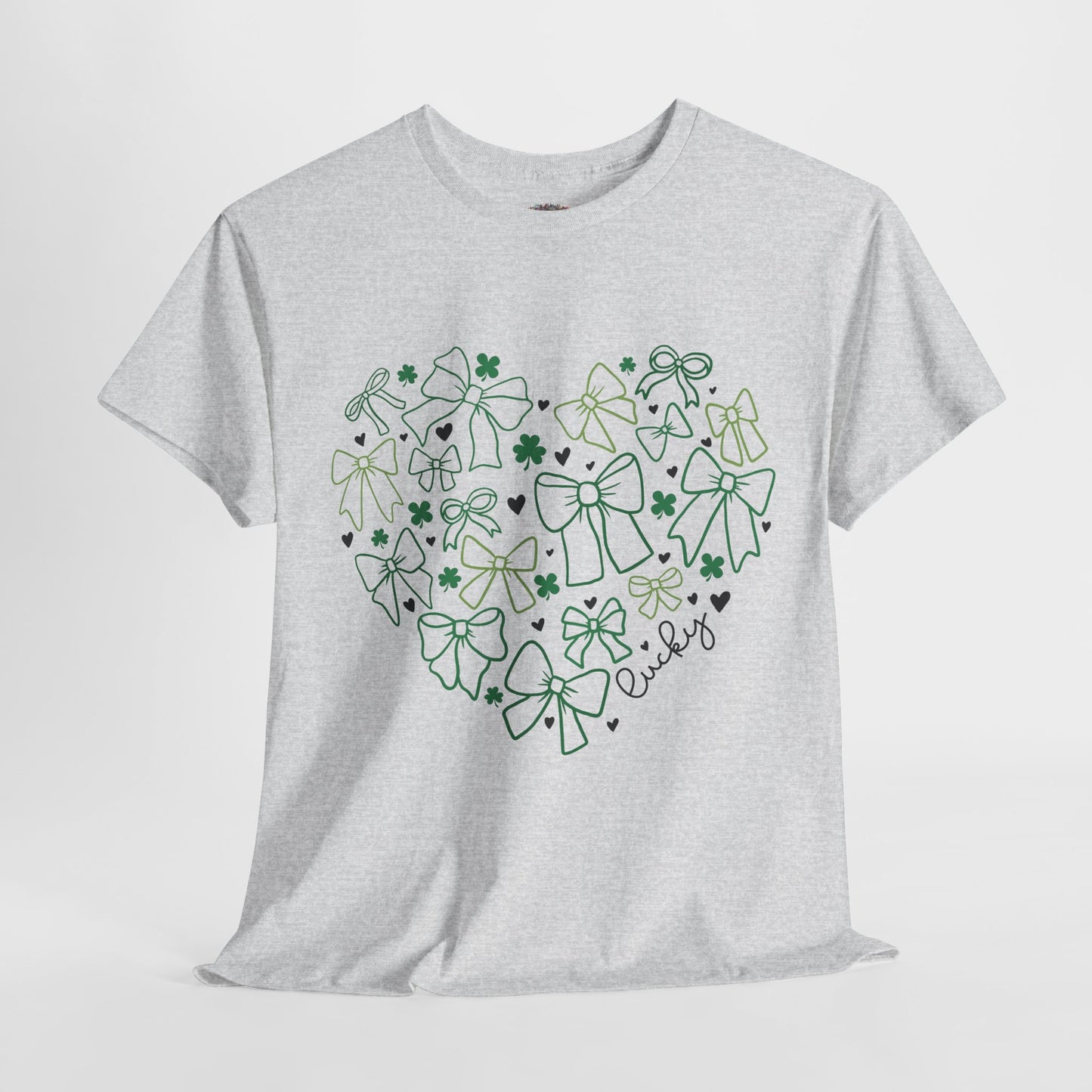 St. Patrick's Day Heart T-Shirt - Unisex Cotton Tee with Shamrock Design