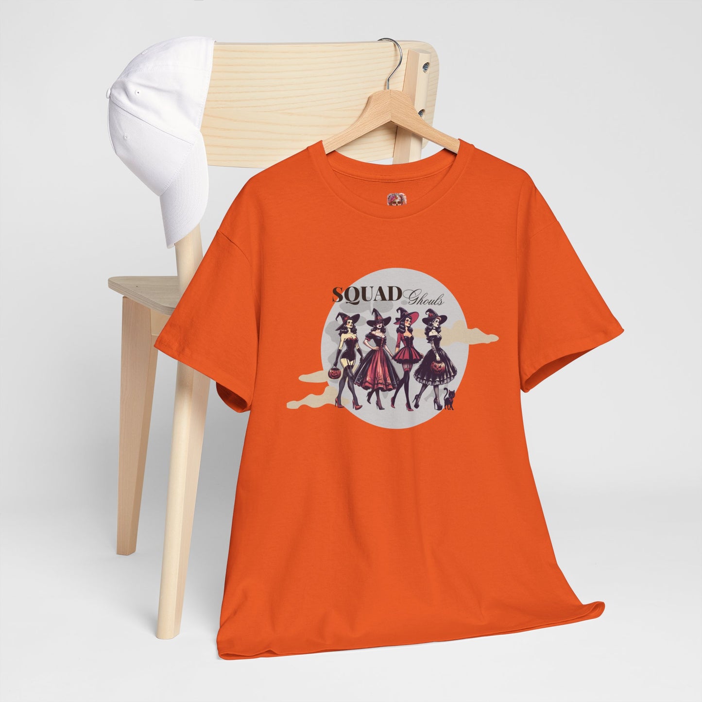 Squad Ghouls T-Shirt – Halloween Witch Squad Graphic Tee for Women, Vintage Pin-Up Style