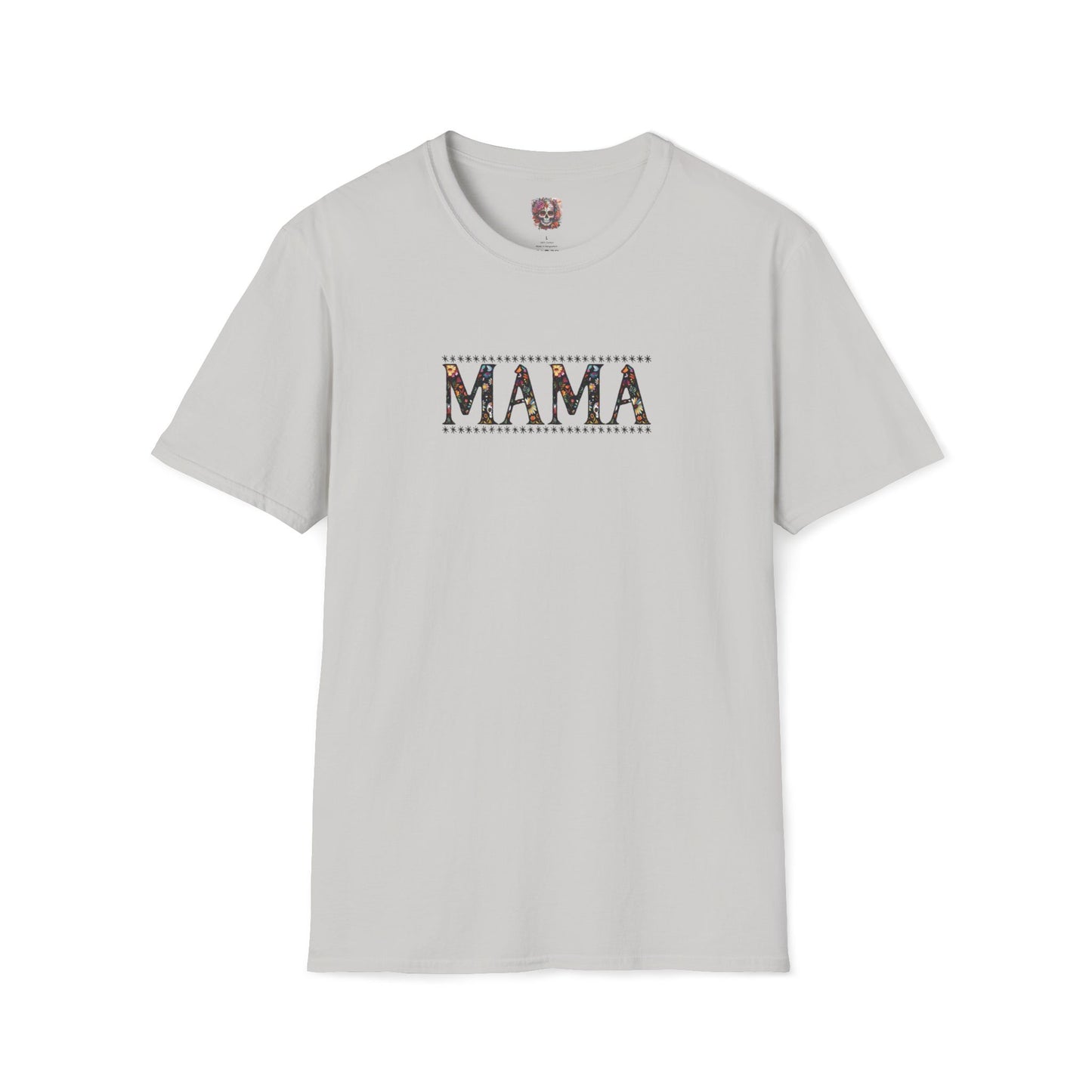 MAMA Floral Skull Softstyle T-Shirt