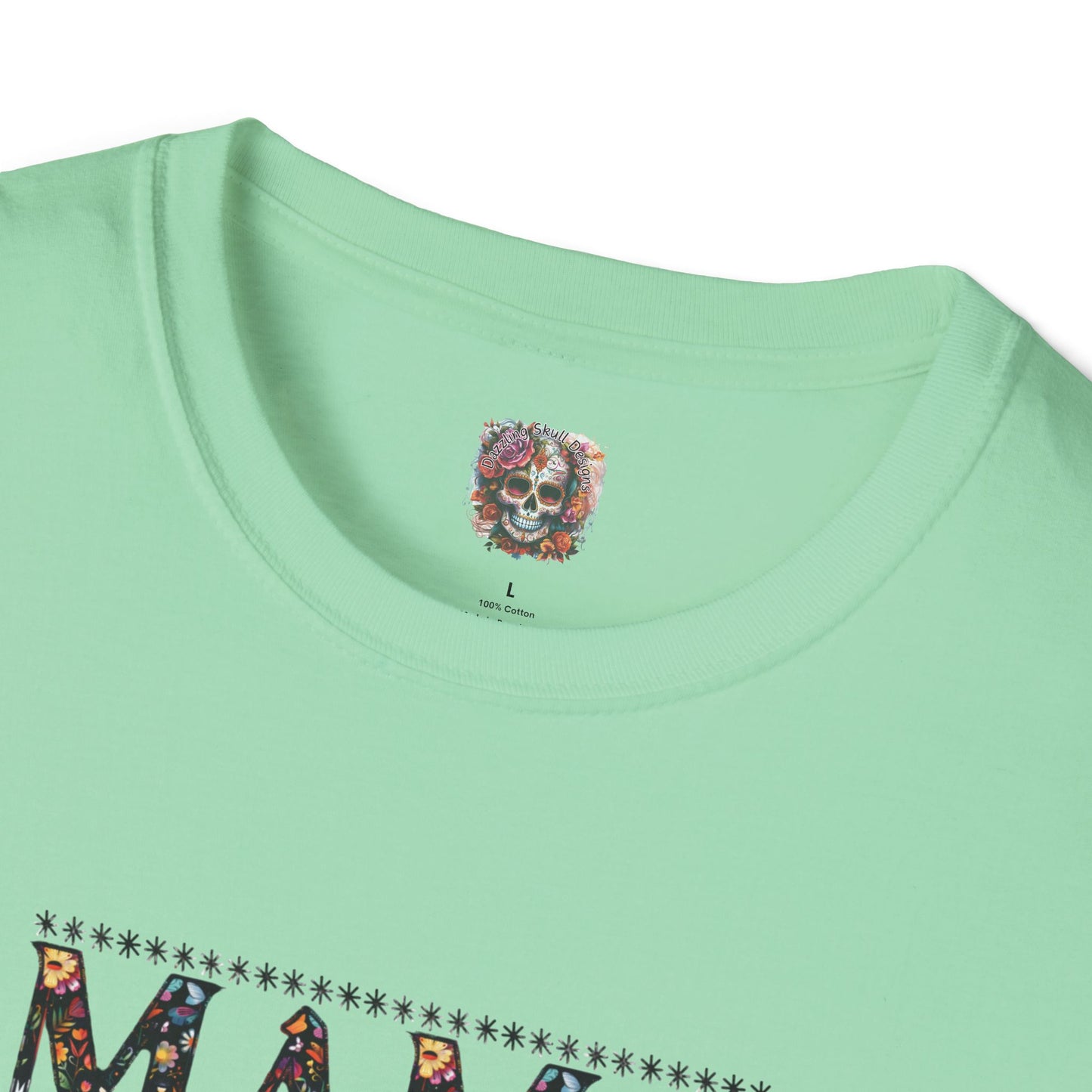MAMA Floral Skull Softstyle T-Shirt