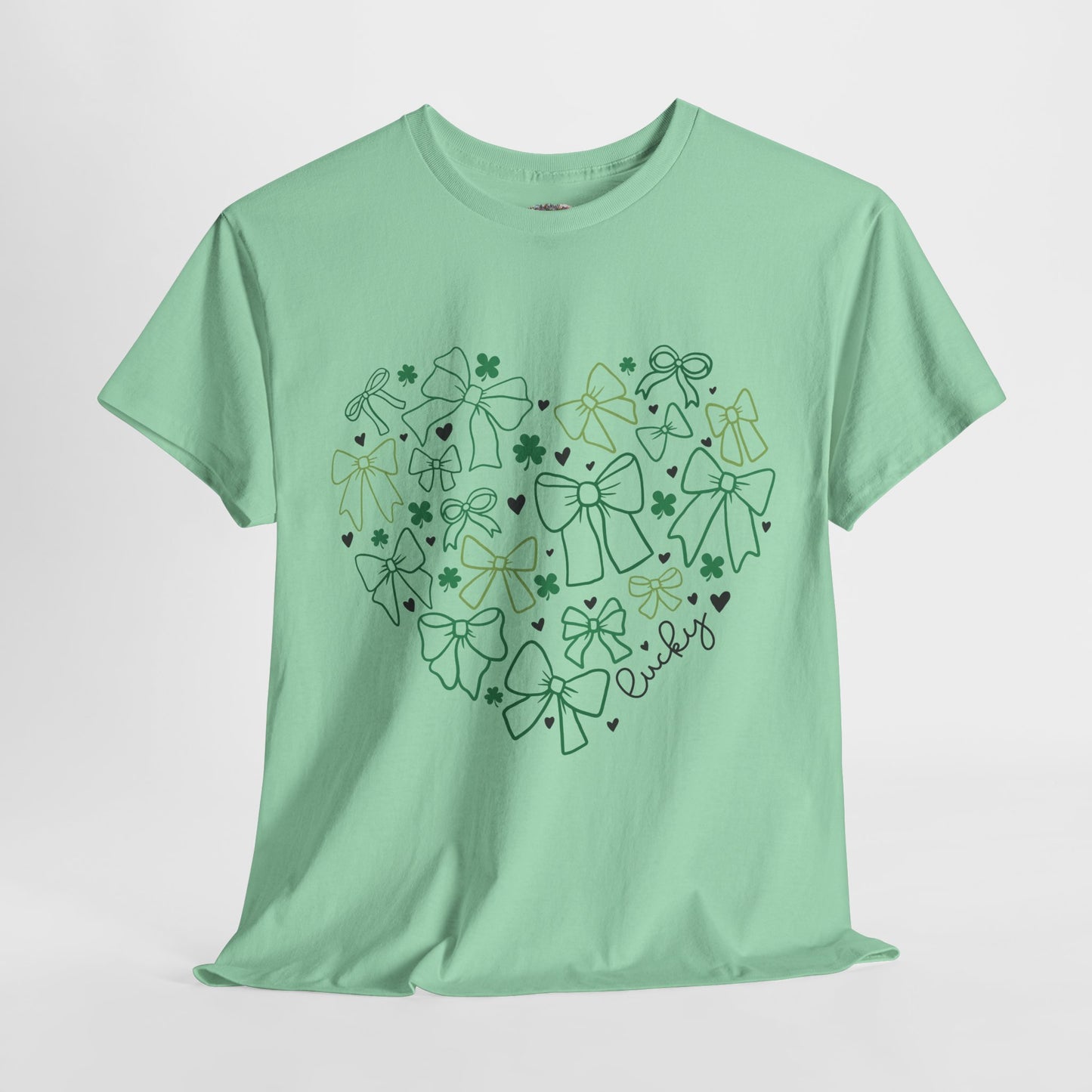 St. Patrick's Day Heart T-Shirt - Unisex Cotton Tee with Shamrock Design