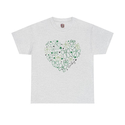 St. Patrick's Day Heart T-Shirt - Unisex Cotton Tee with Shamrock Design