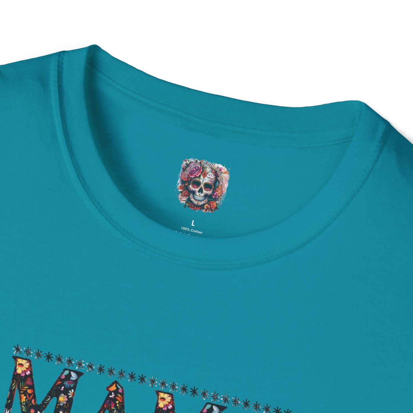 MAMA Floral Skull Softstyle T-Shirt