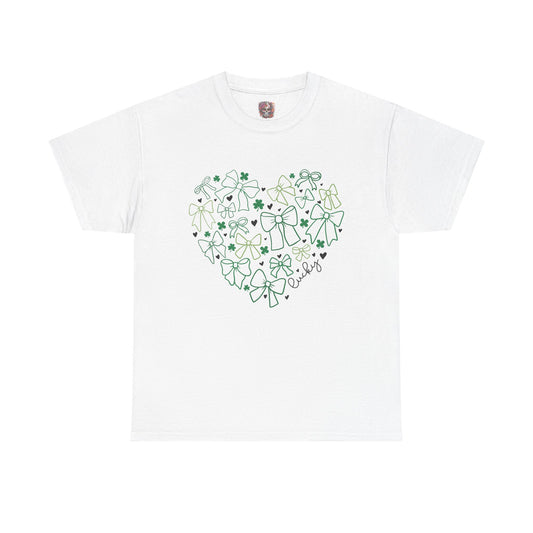 St. Patrick's Day Heart T-Shirt - Unisex Cotton Tee with Shamrock Design