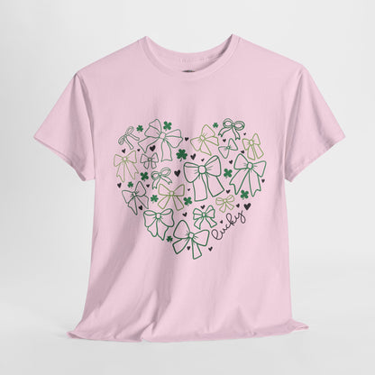 St. Patrick's Day Heart T-Shirt - Unisex Cotton Tee with Shamrock Design