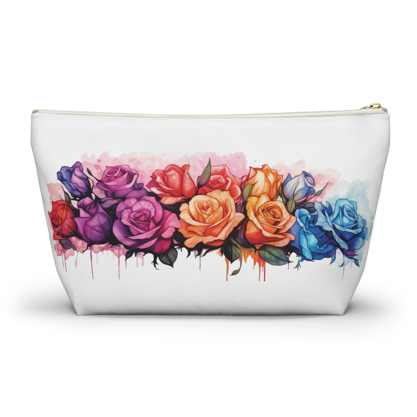 Watercolor Rose- Accessory Pouch w T-bottom