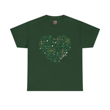 St. Patrick's Day Heart T-Shirt - Unisex Cotton Tee with Shamrock Design