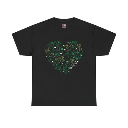 St. Patrick's Day Heart T-Shirt - Unisex Cotton Tee with Shamrock Design