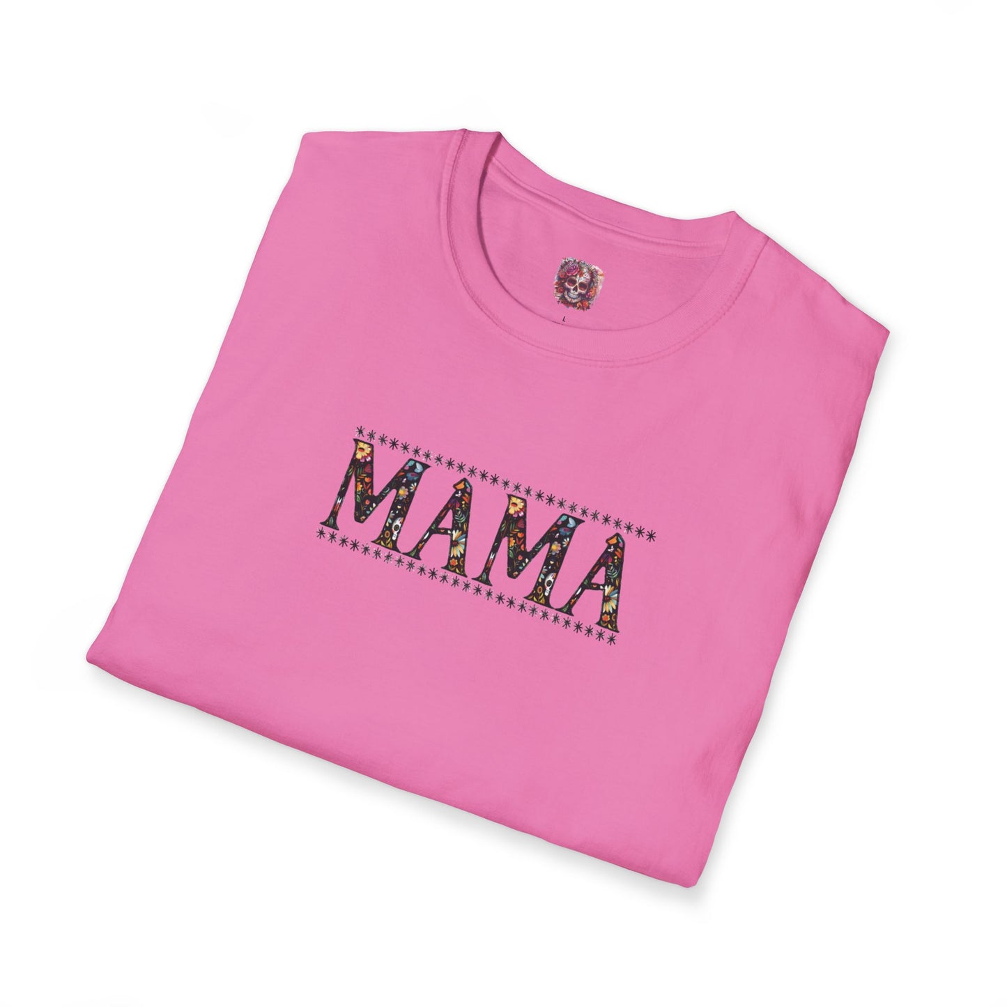 MAMA Floral Skull Softstyle T-Shirt