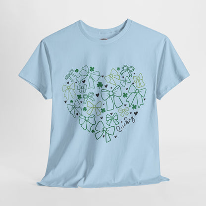 St. Patrick's Day Heart T-Shirt - Unisex Cotton Tee with Shamrock Design