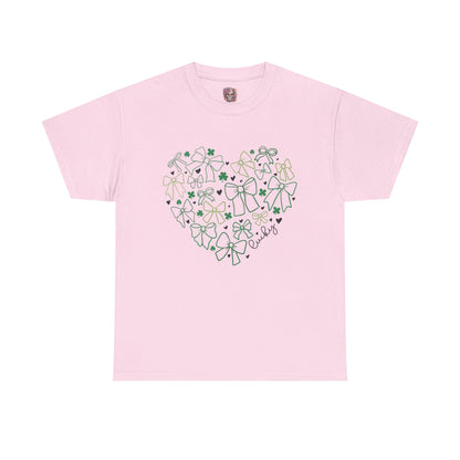 St. Patrick's Day Heart T-Shirt - Unisex Cotton Tee with Shamrock Design