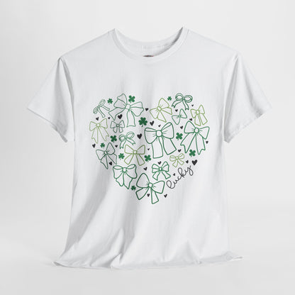 St. Patrick's Day Heart T-Shirt - Unisex Cotton Tee with Shamrock Design
