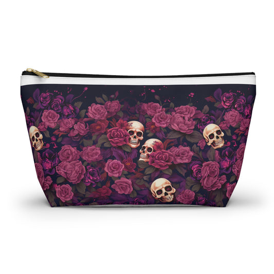 Accessory Pouch - Rose Skull Garden Design