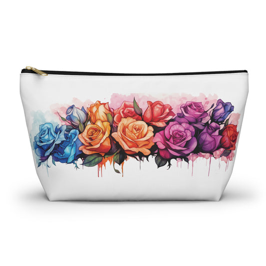 Watercolor Rose- Accessory Pouch w T-bottom