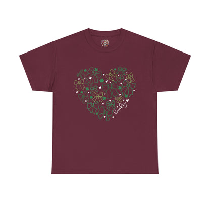 St. Patrick's Day Heart T-Shirt - Unisex Cotton Tee with Shamrock Design