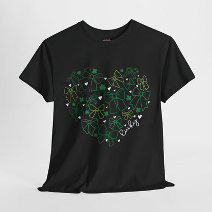 St. Patrick's Day Heart T-Shirt - Unisex Cotton Tee with Shamrock Design