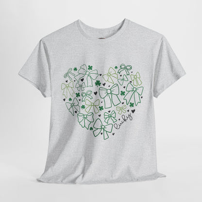 St. Patrick's Day Heart T-Shirt - Unisex Cotton Tee with Shamrock Design