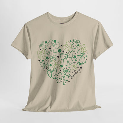 St. Patrick's Day Heart T-Shirt - Unisex Cotton Tee with Shamrock Design
