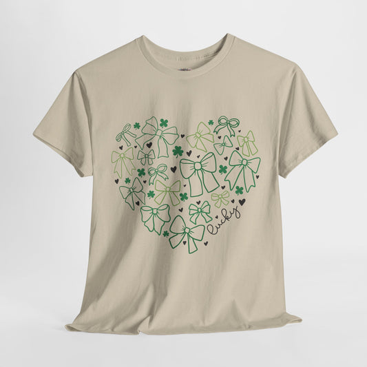 St. Patrick's Day Heart T-Shirt - Unisex Cotton Tee with Shamrock Design