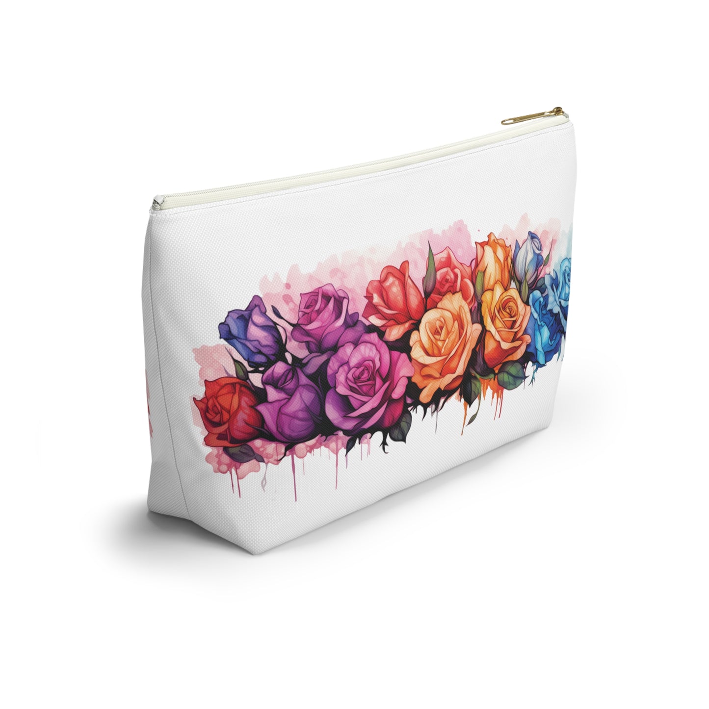 Watercolor Rose- Accessory Pouch w T-bottom